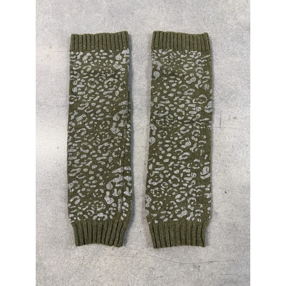 Unbranded Women's Army Green and Silver Leopard Print Leg‎ Warmers #859